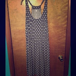 Black and White Jersey Cotton Knee Length Dress XL