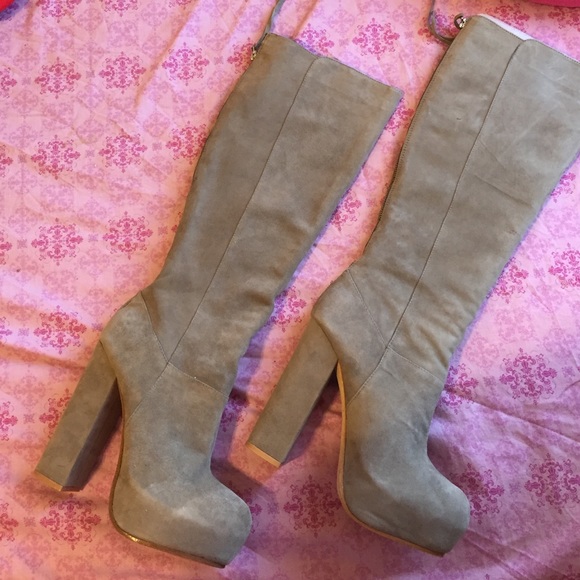 Grey suede heels