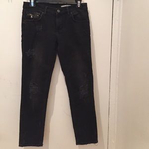 Zara cropped distressed jeans
