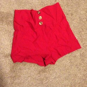 Red high waisted shorts