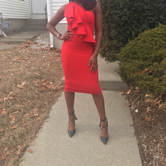 Red dress.