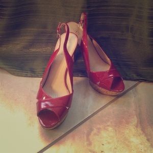 Guess Red Sling-Back Peep-Toed Stilettos