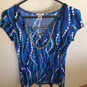 Cache blue top with gold hardware