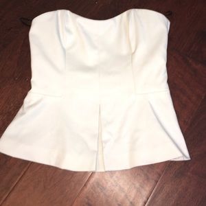 Rachel Roy strapless peplum top in cream