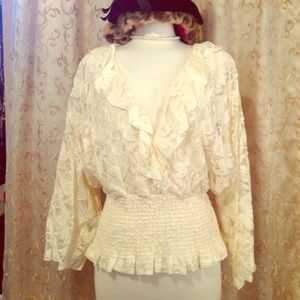 Beige lace dressy top