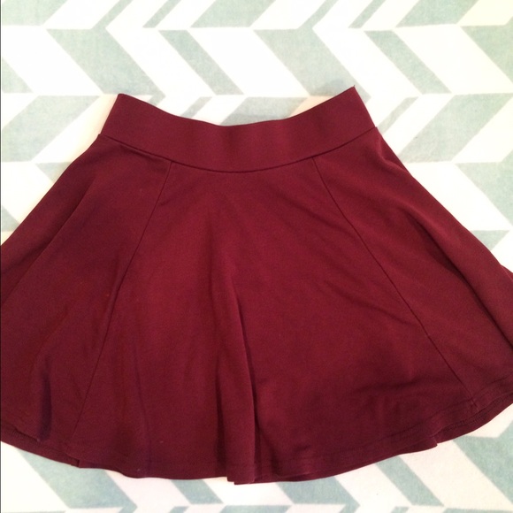 H&M Oxblood Skater Skirt