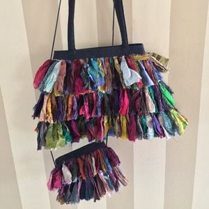 Boutique raw silk handmade purses x 2