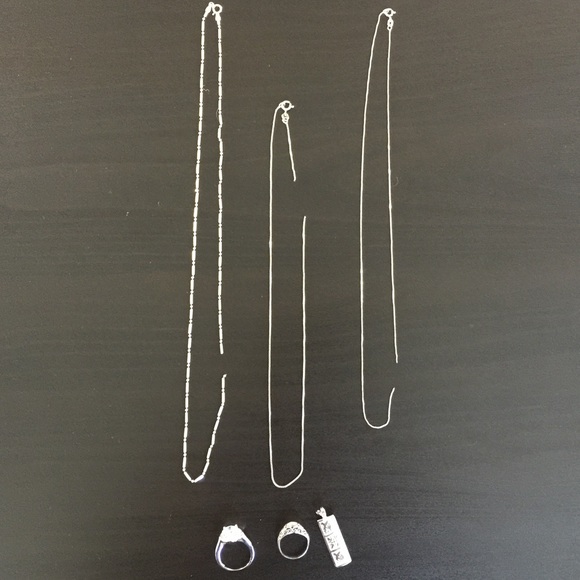 Silver chains - rings- pendant bundle