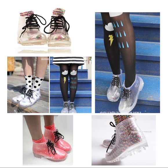 Transparent clear rain boots