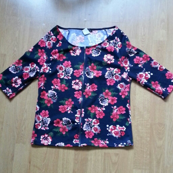 Flower zipper blouse