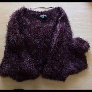 Deep plum fuzzy cardigan