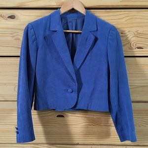 Vintage Blue Cropped Suede Jacket