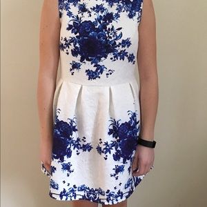 Blue and white dress