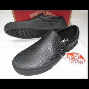 NWT VANS black on black perforated slip ons