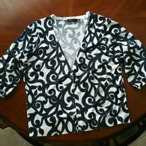 Navy/white cardigan style&co