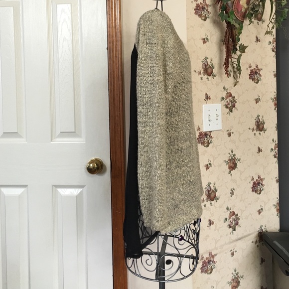 Tan Hi-Low, Scope Neck Sweater w/ Black Sheer Back - Picture 2 of 4