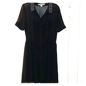 Button down dress with beaded Peter pan collar