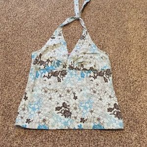 Blue & brown halter top
