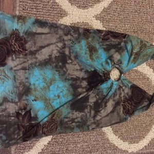Blue and brown halter top