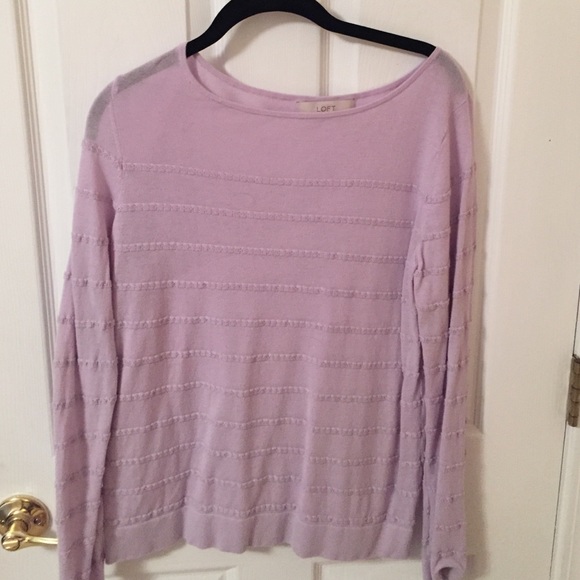 Loft long sleeve top with lace stripes