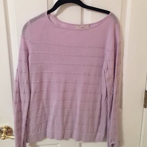 Loft long sleeve top with lace stripes