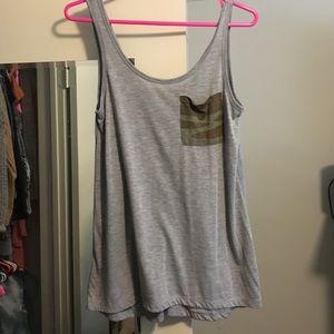 Gray tank with camo pocket