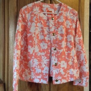 Jean jacket  style peach/white flower classy