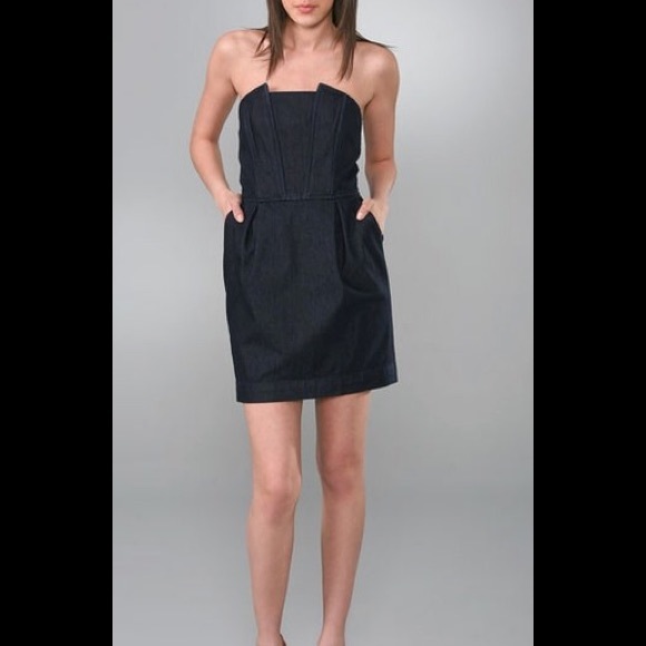 7 for all Mankind strapless denim mini dress
