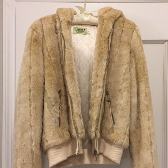 Juicy couture tan faux fur jacket