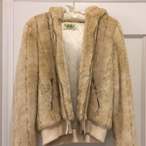 Juicy couture tan faux fur jacket