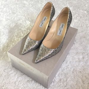 Jimmy Choo--Leopard Glitter Fabric in Champagne.