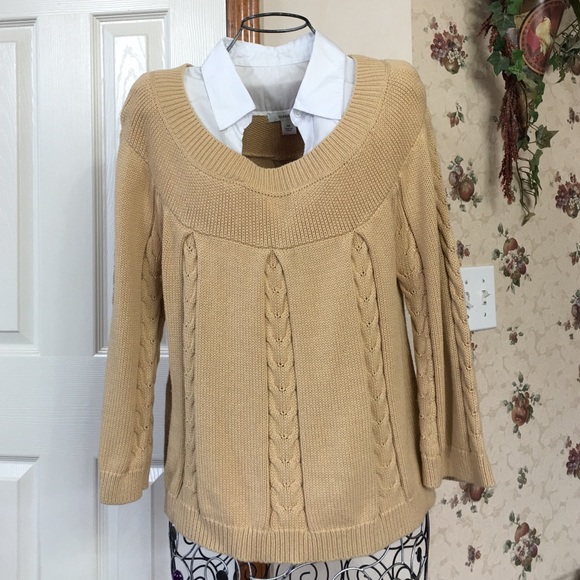 Camel Scope Neck Sweater - Picture 1 of 4