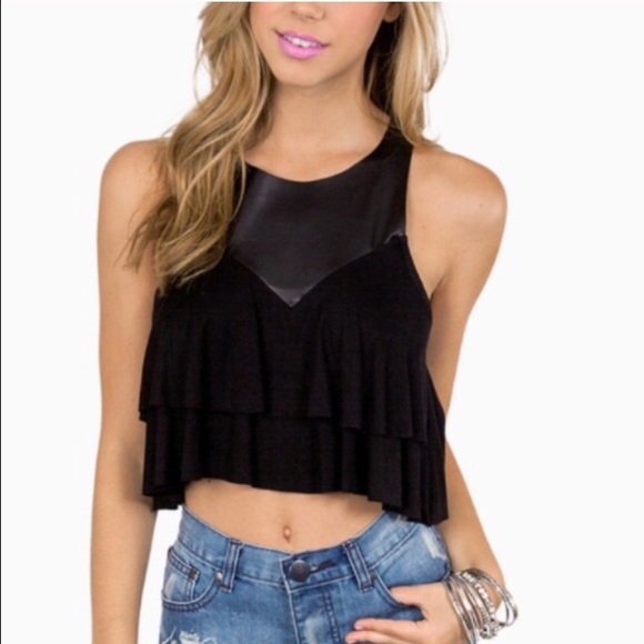 NWOT Tobi layered crop top with faux leather