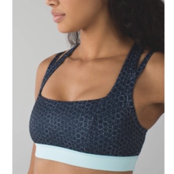 Lululemon Blue Star Pixel Aquamarine Blue Splendour Sports Bra - Picture 2 of 3