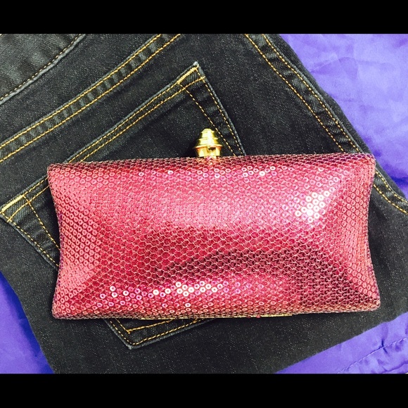 Indigo/Hot Pink hard shell clutch
