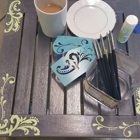 Stained and stenciled patio accent table