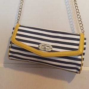 Aldo Navy/Yellow Striped Crossbody Bag