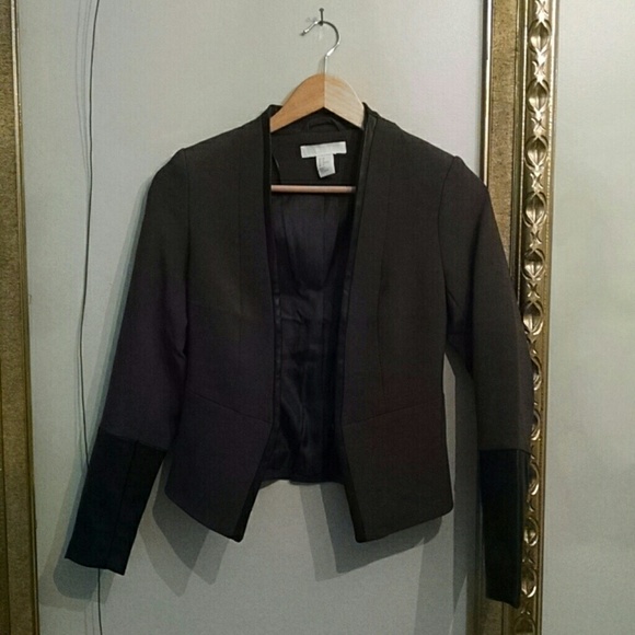 Blazer with leather details