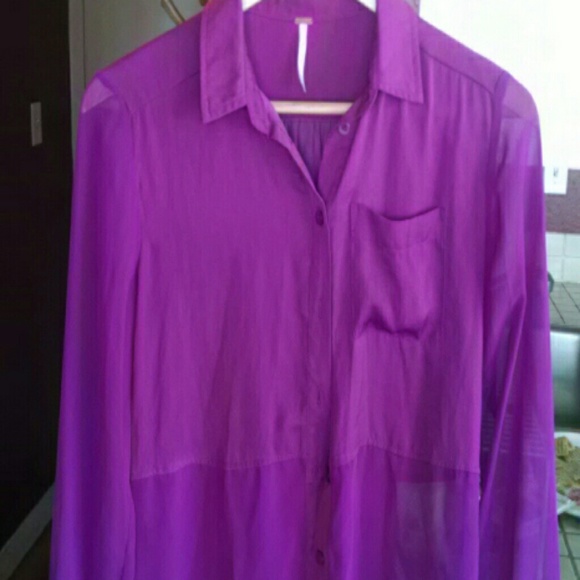 Free People Purple Blouse Size XS - Picture 1 of 4