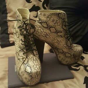 Snake print booties
