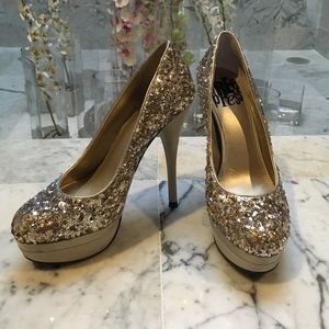 Free Press Gold Sequin Heels