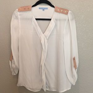 Tan and Cream Sheer Top