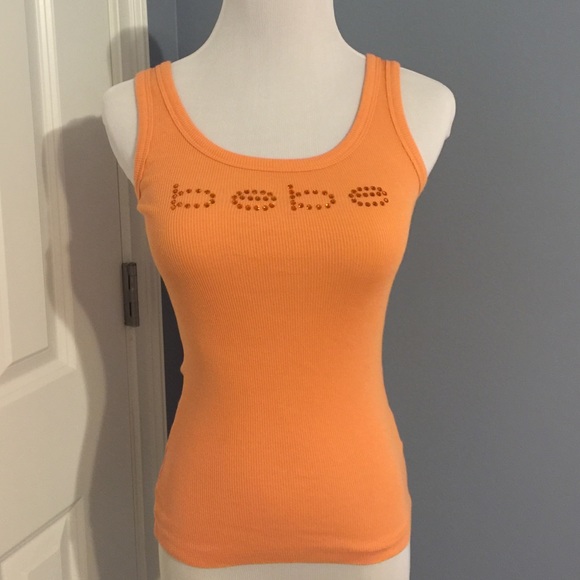 Orange bebe rhinestone logo tanktop