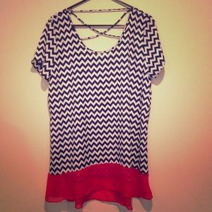 NWOT White/ Black Chevron Blouse