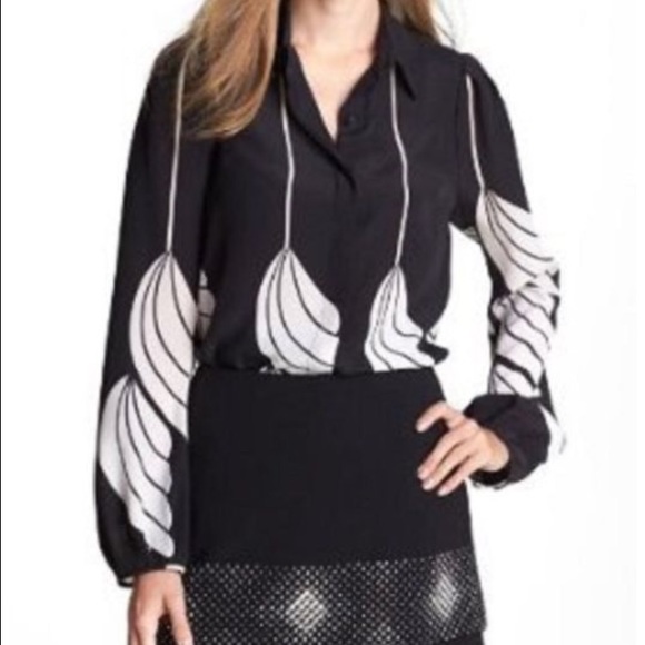 Diane von Furstenberg Tops - DVF  BLACK WHITE WINGS SILK BLOUSE