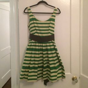 Green & White Striped Dress