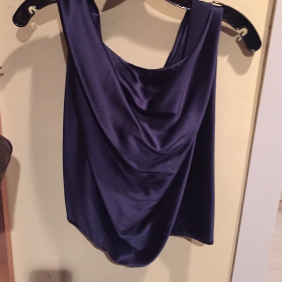 Back tie navy satin tank