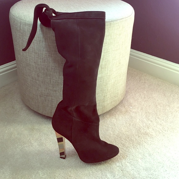 NBW chocolate brown suede Jimmy Choo boots.