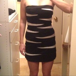 Black and white tube top dress