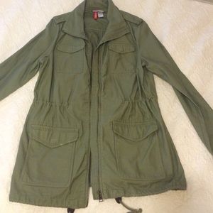 Army green jacket with draw strings